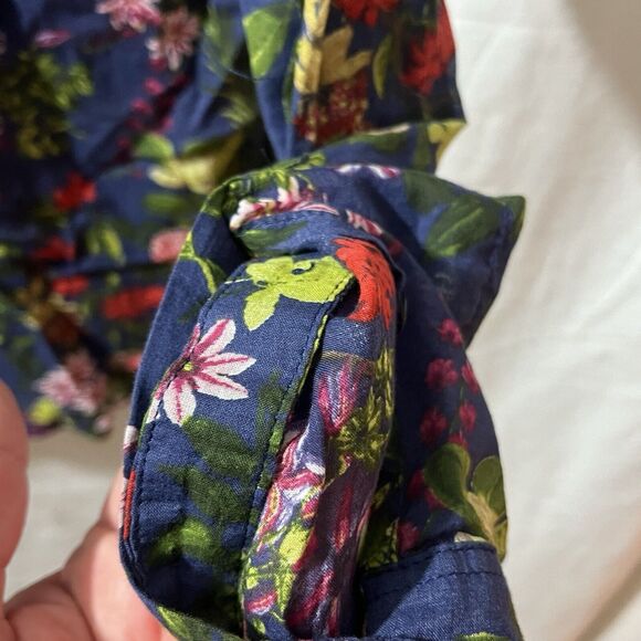 Esprit Floral Print Distressed Long Sleeve Blouse Shirt Womens Size 4 - Picture 4 of 8